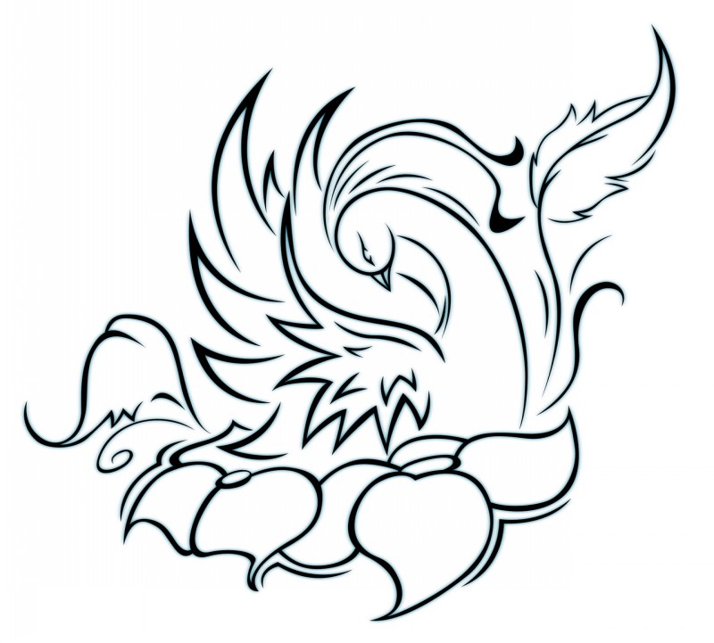 Nice outline swan with flowers tattoo design by Jjaecordell