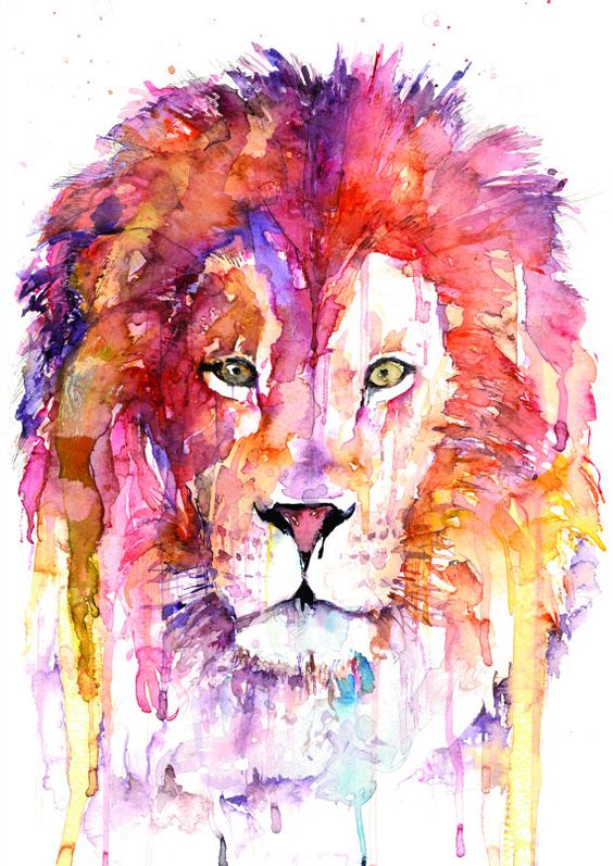 Nice watercolor lion portrait tattoo design