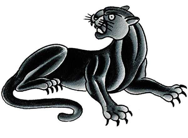 Old achool lying panther tattoo design