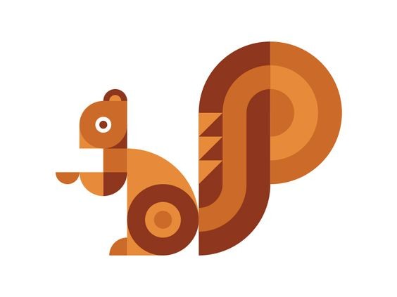 Orange geometric-style squirrel tattoo design