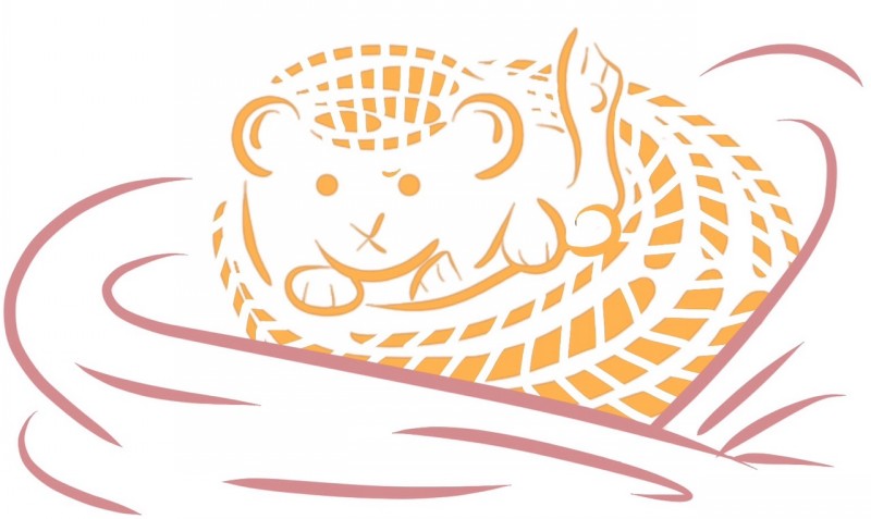 Orange hedgehog in rosy waves tattoo design