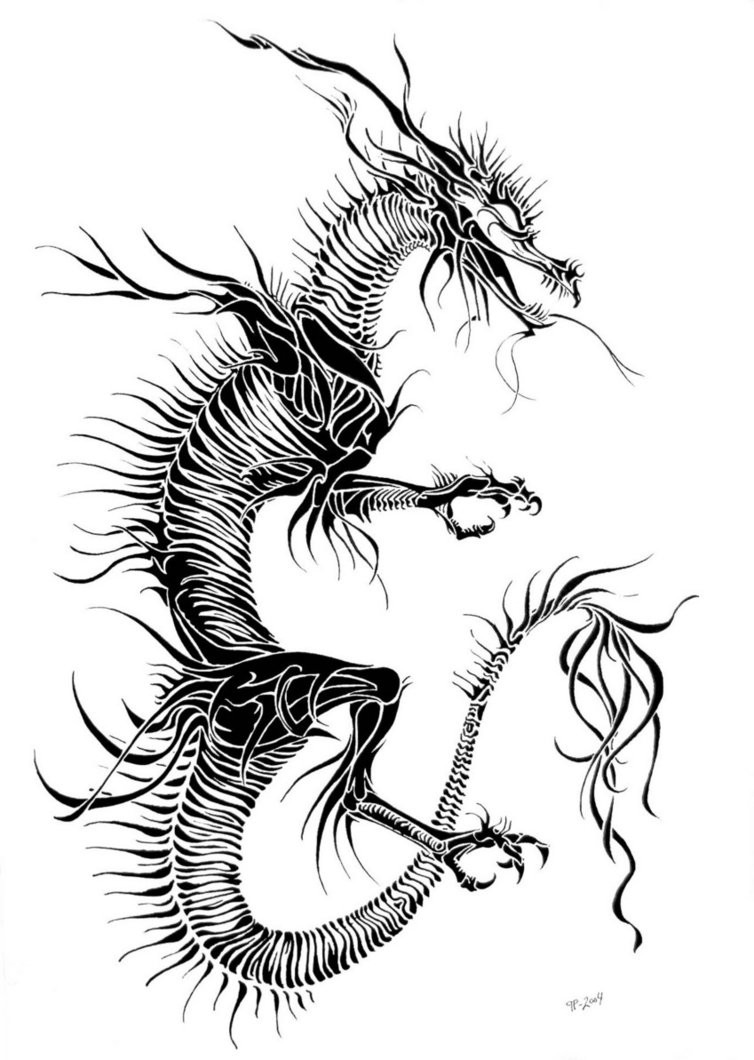 Original black-ink zebra dragon tattoo design
