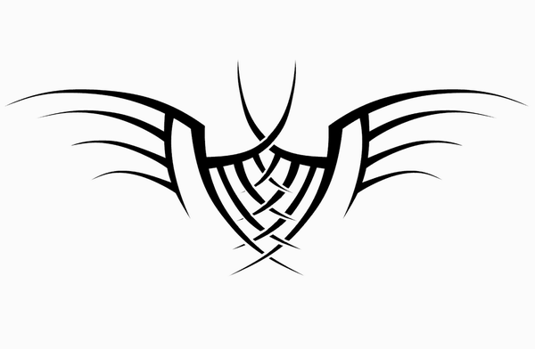 Original black-line tribal bat tattoo design