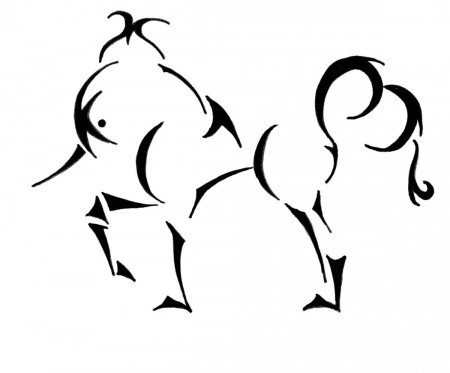 Original black unicorn silhouette tattoo design by Funki Wheelz