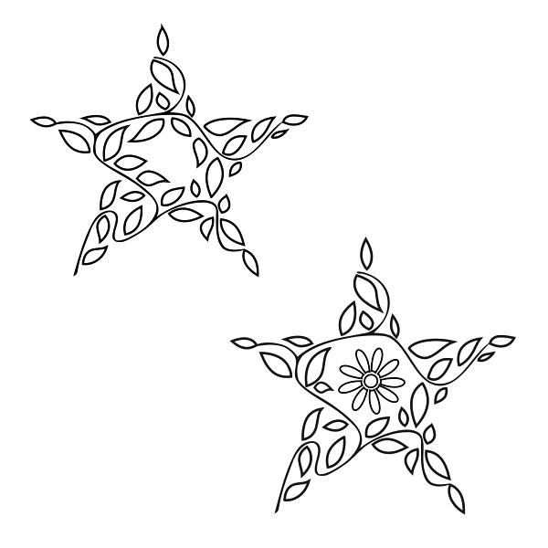 Original leaf-decorated starfish couple tattoo design