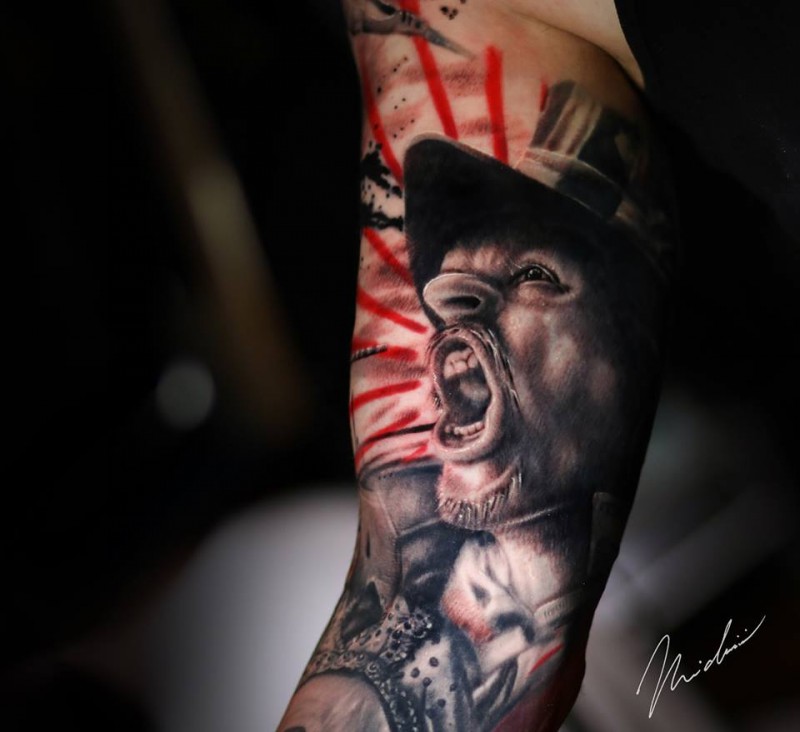 Original screamer portrait tattoo on arm