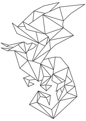 Original simple-line geometric-style dragon tattoo design