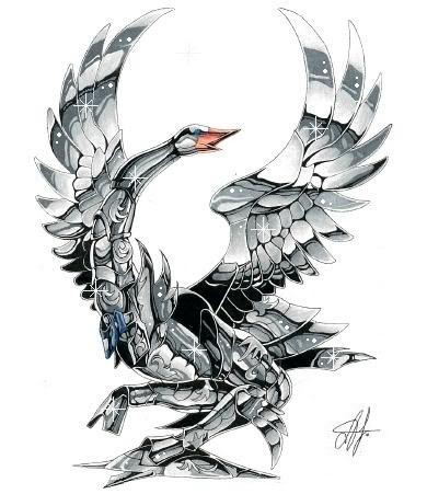 Original swan with wings and horse body tattoo design