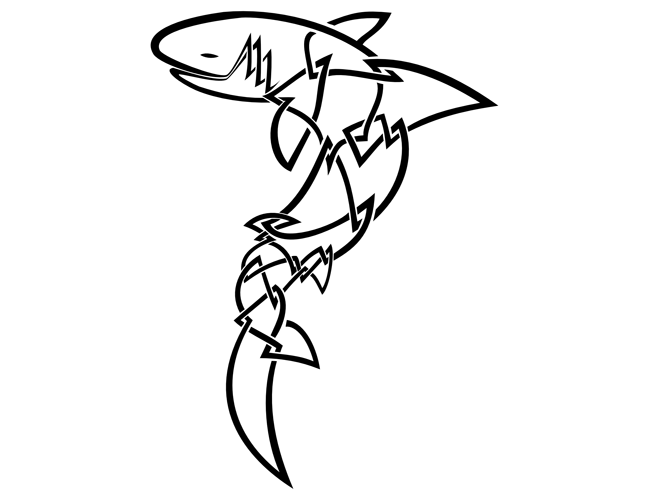 Outline celtic shark tattoo design