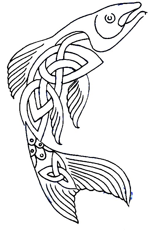 Outline fish with celtic ornament tattoo design