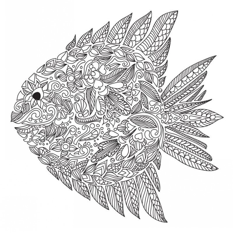 Outline floral-printed water animal tattoo design