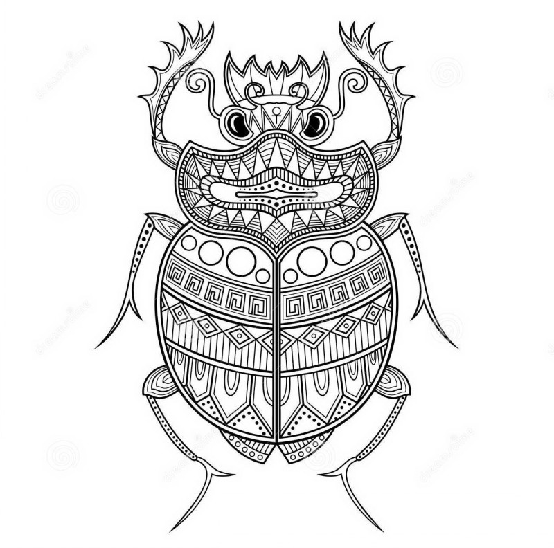 Outline geometric-patterned bug tattoo design
