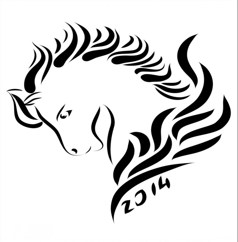 Outline horse head tattoo design