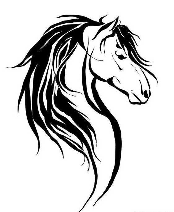 Outline horse portrait in profine tattoo design