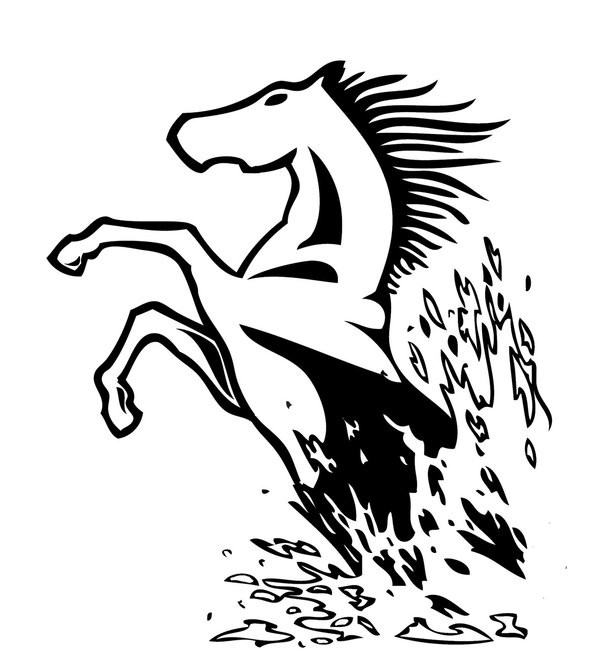 Outline horse splashing in water tattoo design by Syncratio400