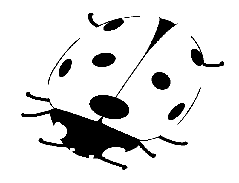 Outline ladybug silhouette crawling down tattoo design