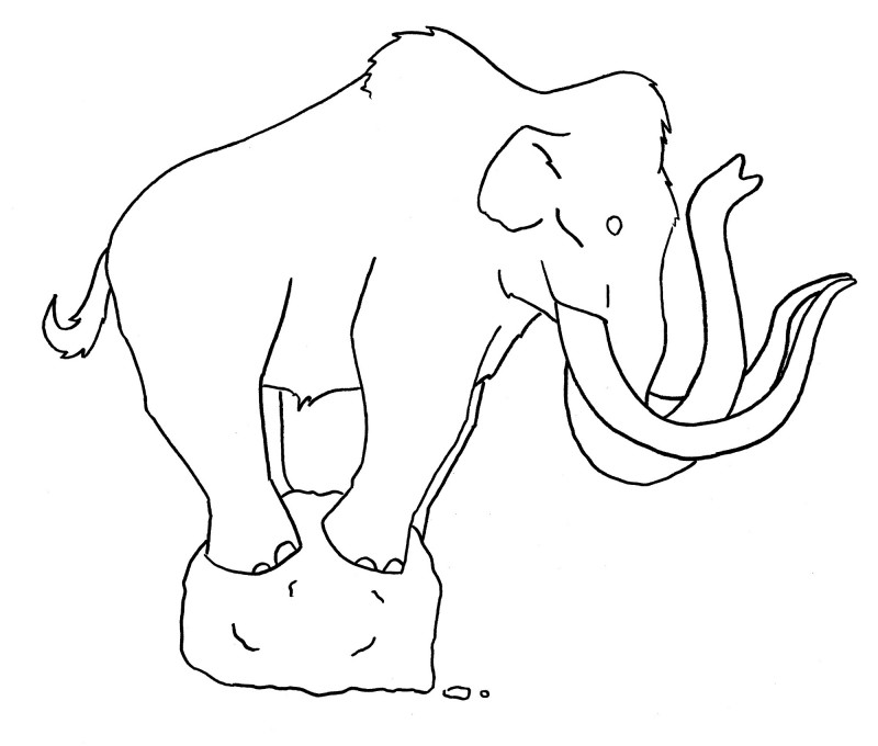 Outline mammoth standing on rock tattoo design
