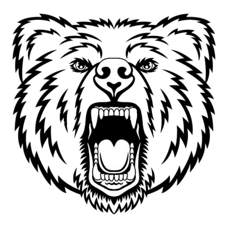 Outline screaming grizzly muzzle tattoo design