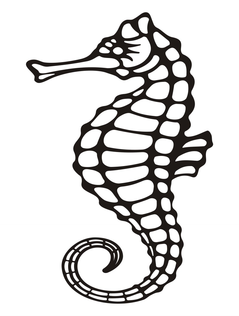 Outline sea seahorse tattoo design