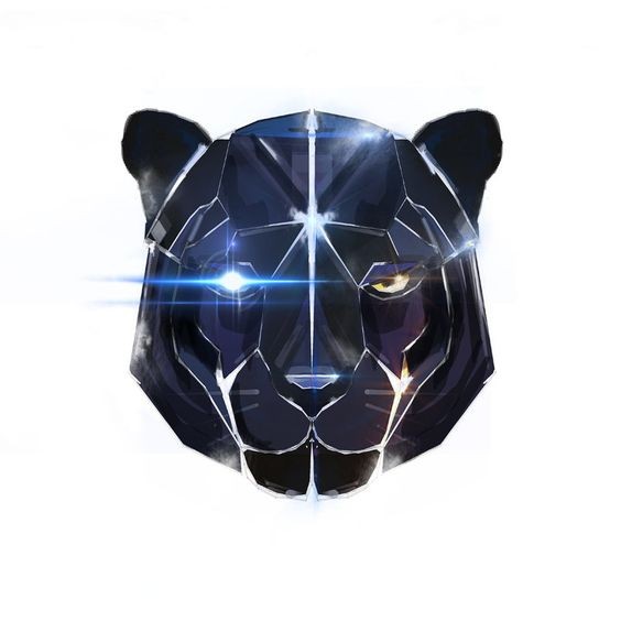 Panther warrior with one shining eye tattoo design