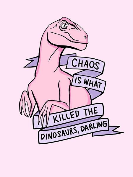 Pink dinosaur and purple banner tattoo design