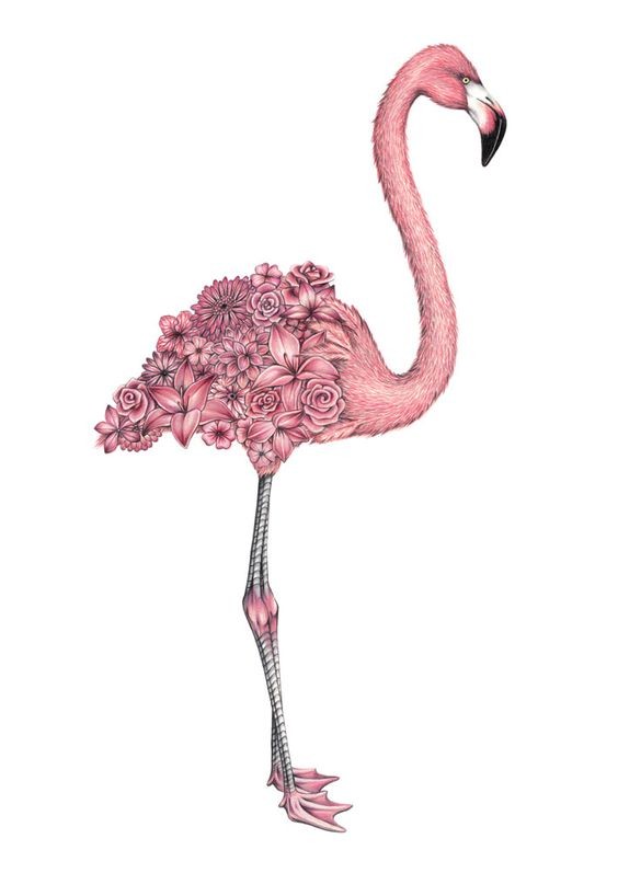 Pink flowered standing animal tattoo design