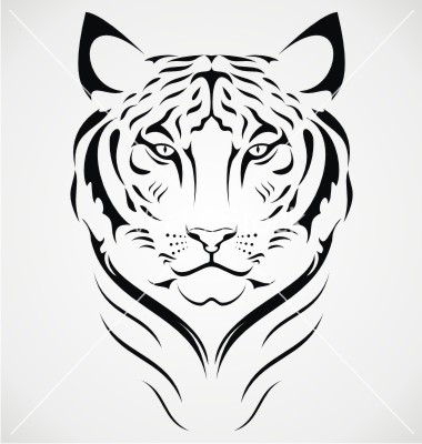 Plain bengal tiger portrait tattoo design