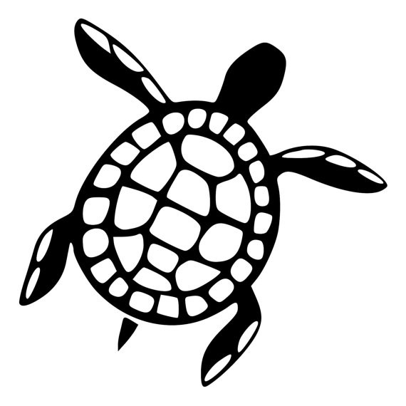 Plain black-and-white turtle tattoo design