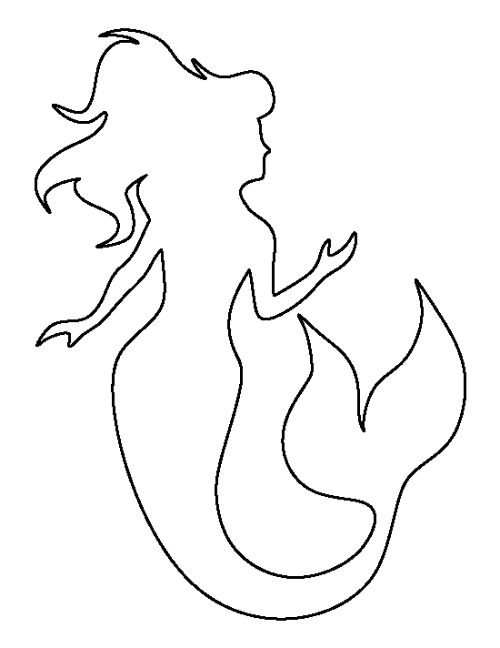 Plain black-ink mermaid silhouette tattoo design