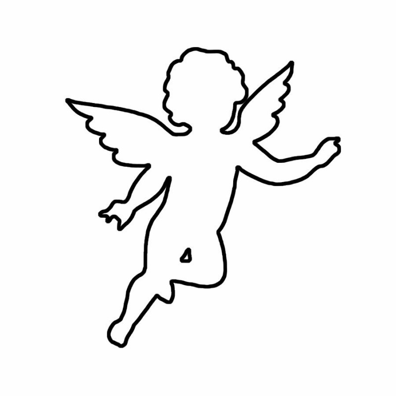 Plain black-line cherub angel silhouette tattoo design