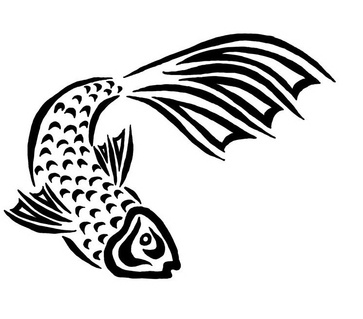 Plain black-line fish tattoo design