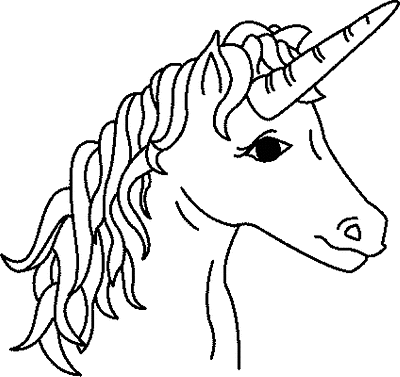 Plain black-line unicorn head tattoo design