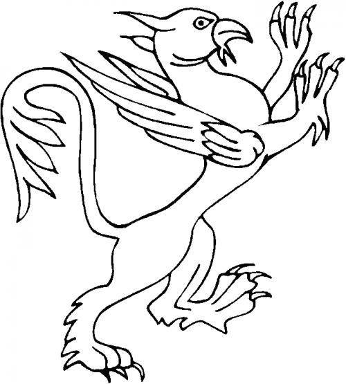Plain black outline griffin with confused face tattoo design