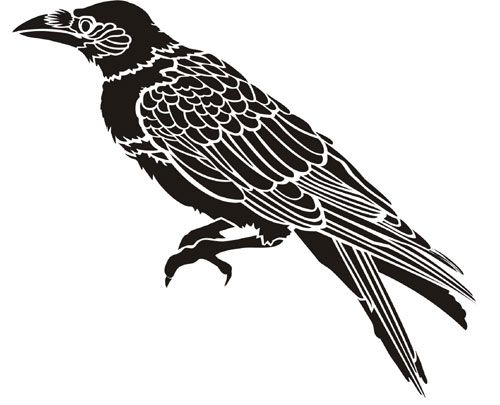 Plain full-black raven tattoo design