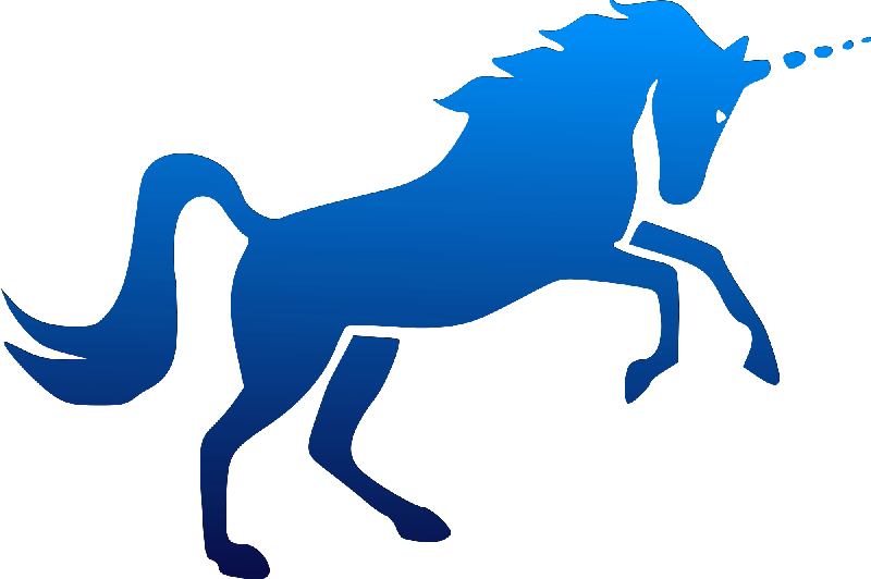 Plain full-blue unicorn silhouette tattoo design