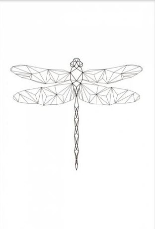 Plain geometric dragonfly tattoo design