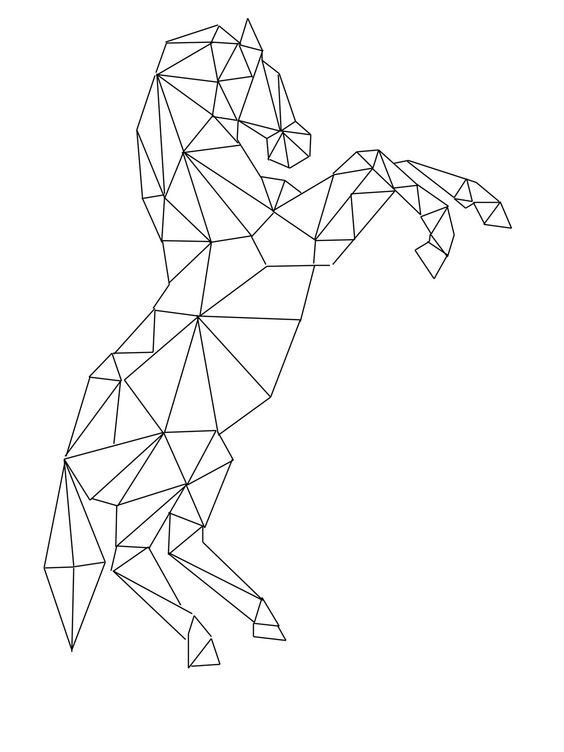 Plain geometric horse standing on hind hoofs tattoo design