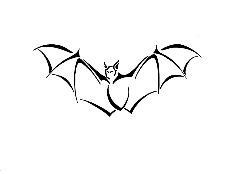 Plain outline flying bat tattoo design