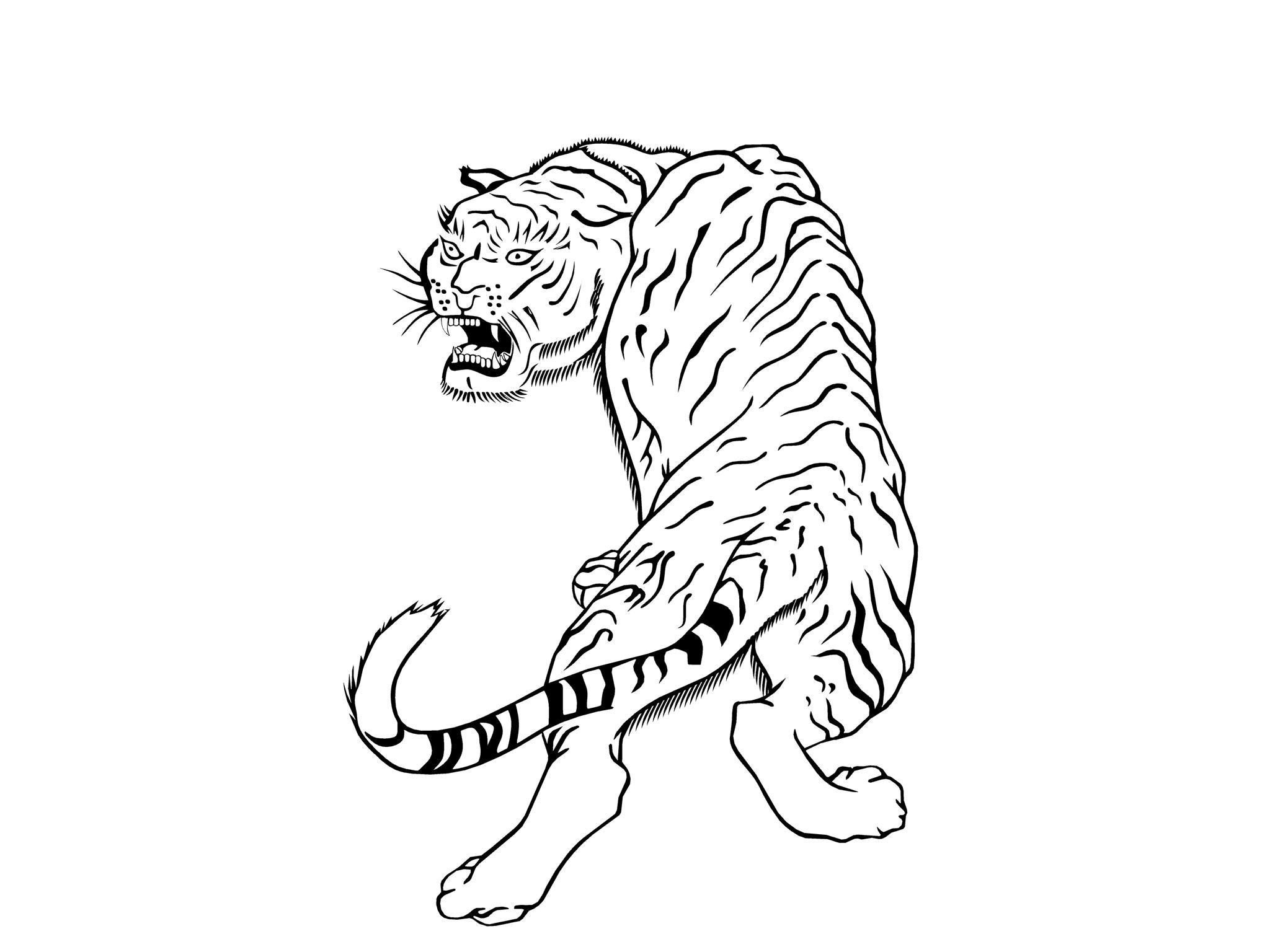Plain outline tiger tattoo design