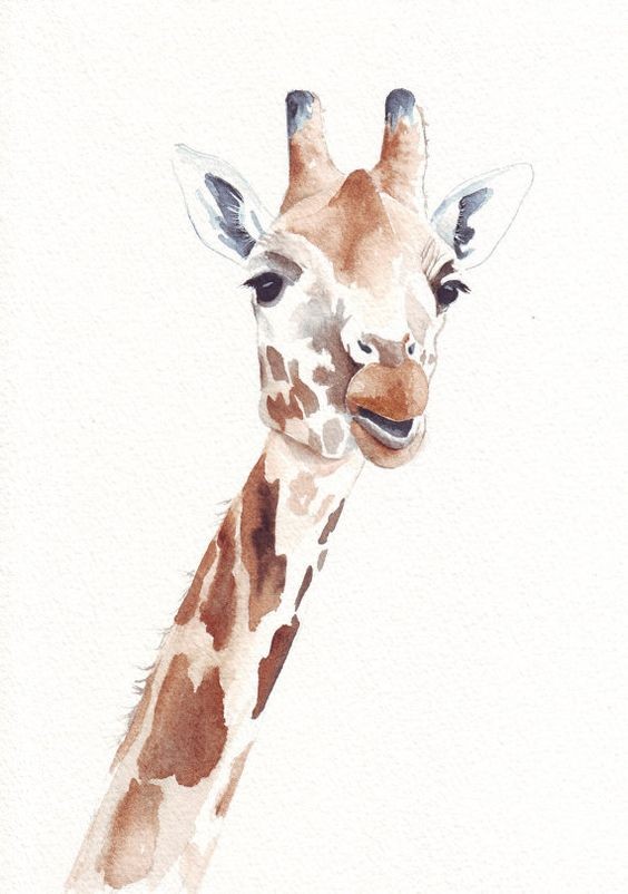 Pleased brown giraffe portrait tattoo design