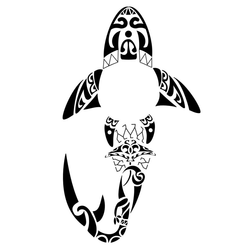Polynesian shark with white hole in chest tattoo design - Tattooimages.biz