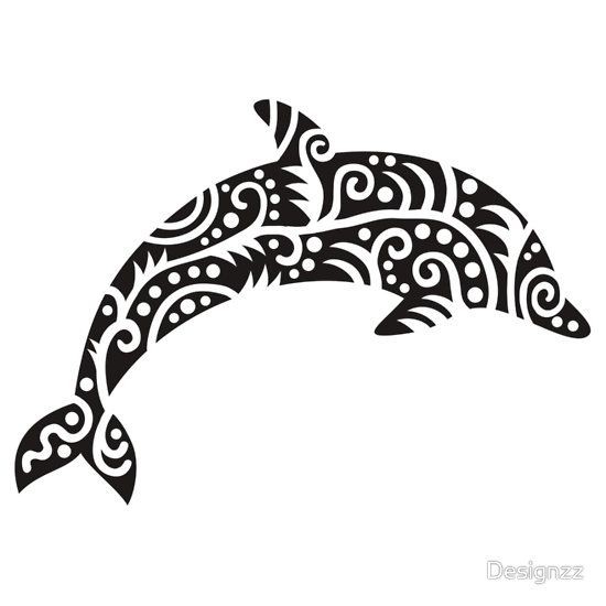 Posh black dolphin with white print tattoo design