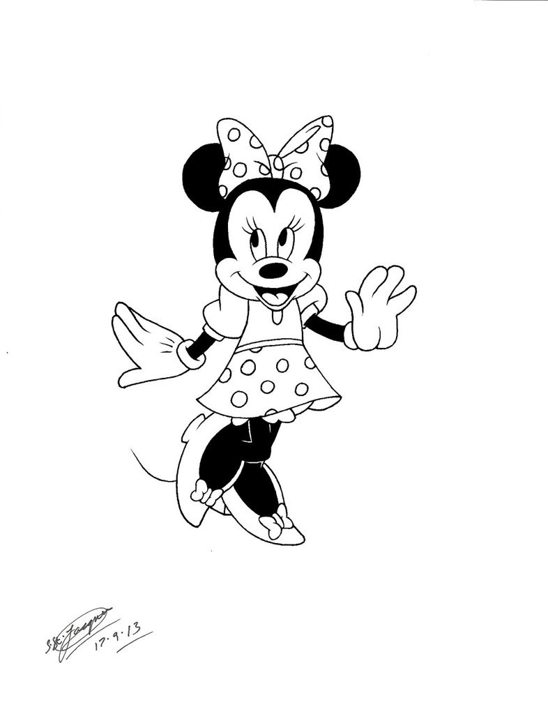 Pretty black-ink Minnie Mouse tattoo design by Shannon