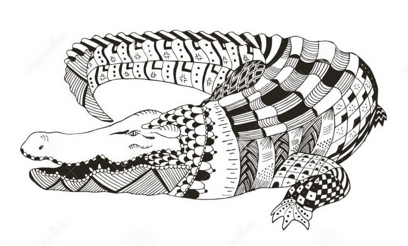 Printed stylized reptile with black coloring tattoo design
