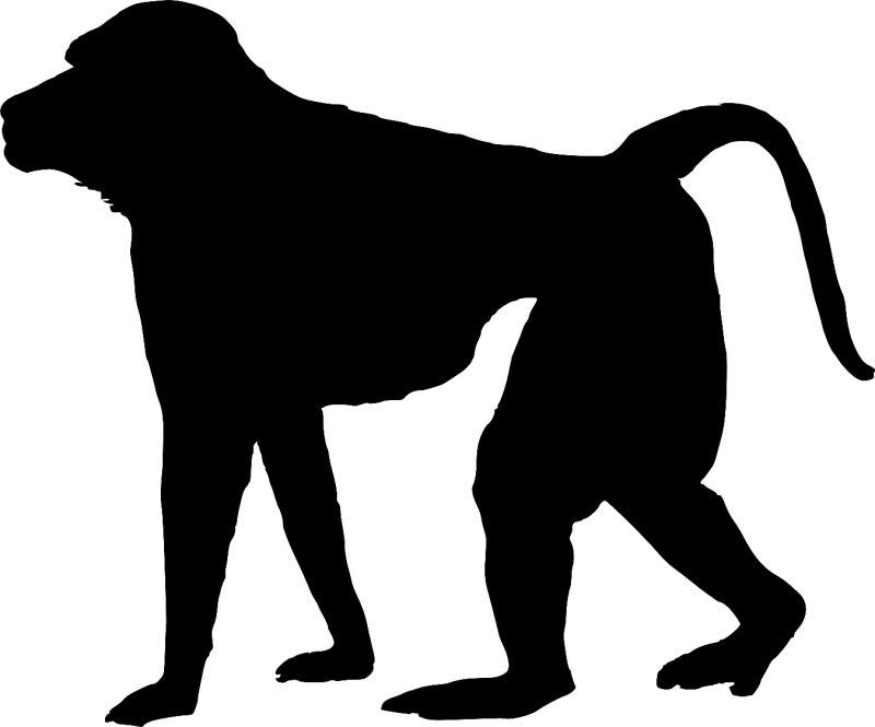 Proud full-black baboon silhouette tattoo design