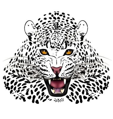 Rageful brown-eyed roaring jaguar tattoo design