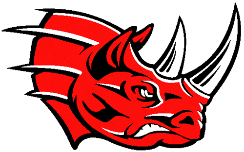 Rageful red rhino logo tattoo design