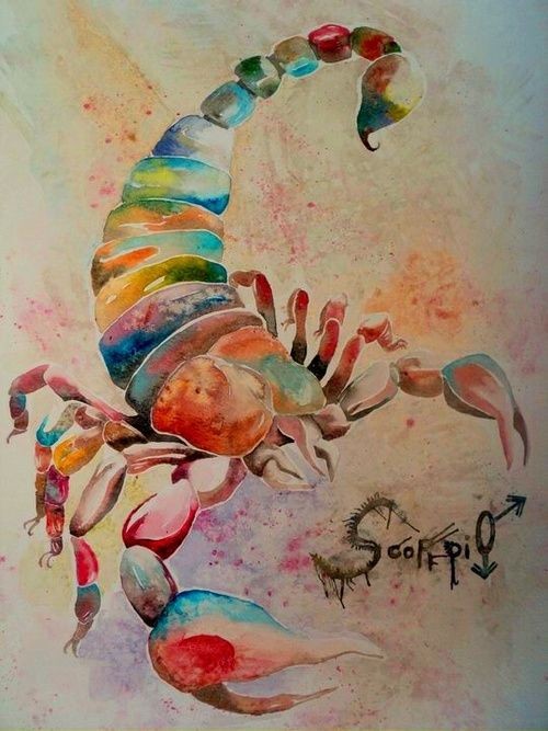 Rainbow watercolor scorpion tattoo design