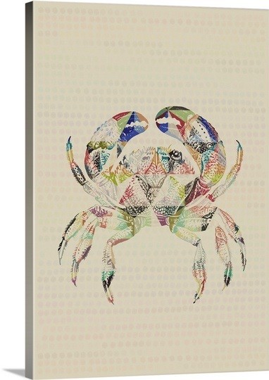 Rainwow-colored geometric-shaped crab tattoo design