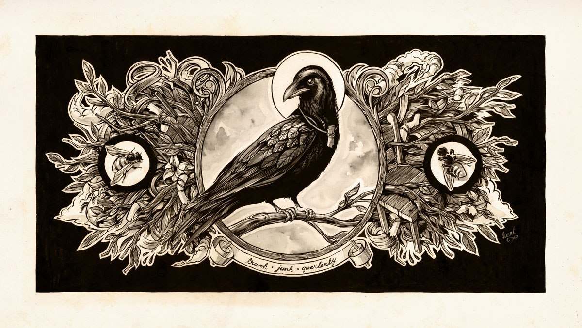 Raven portrait on money bill tattoo design